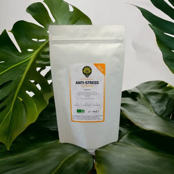 Infusion anti-stress naturelle avec chanvre CBD, tilleul et verveine